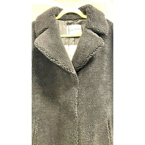 Stand Studio Black Teddy Thick Fleece Long Coat Jacket Size 44 US 12 NWT - Picture 6 of 7
